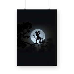 Lord Hanuman's Moonlit Serenade Wall Art