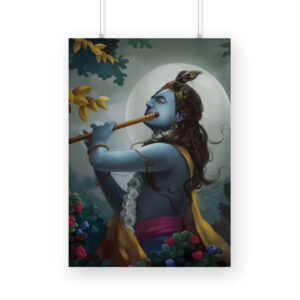 Moonlit Serenade of Lord Krishna Wall Art