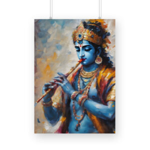 Lord Krishna's Serene Serenade Wall Art