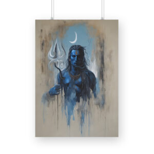 Shiva's Tranquil Celestial Blue Painting