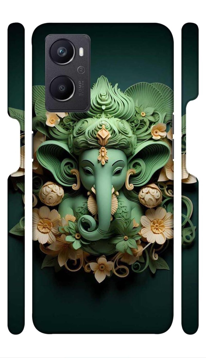 Coolet | Green Shree Ganesh Hindu God | Designer Printed Hard Back Cover for Oppo A76 / A36 Premium & Attractive Case for Your Smartphone