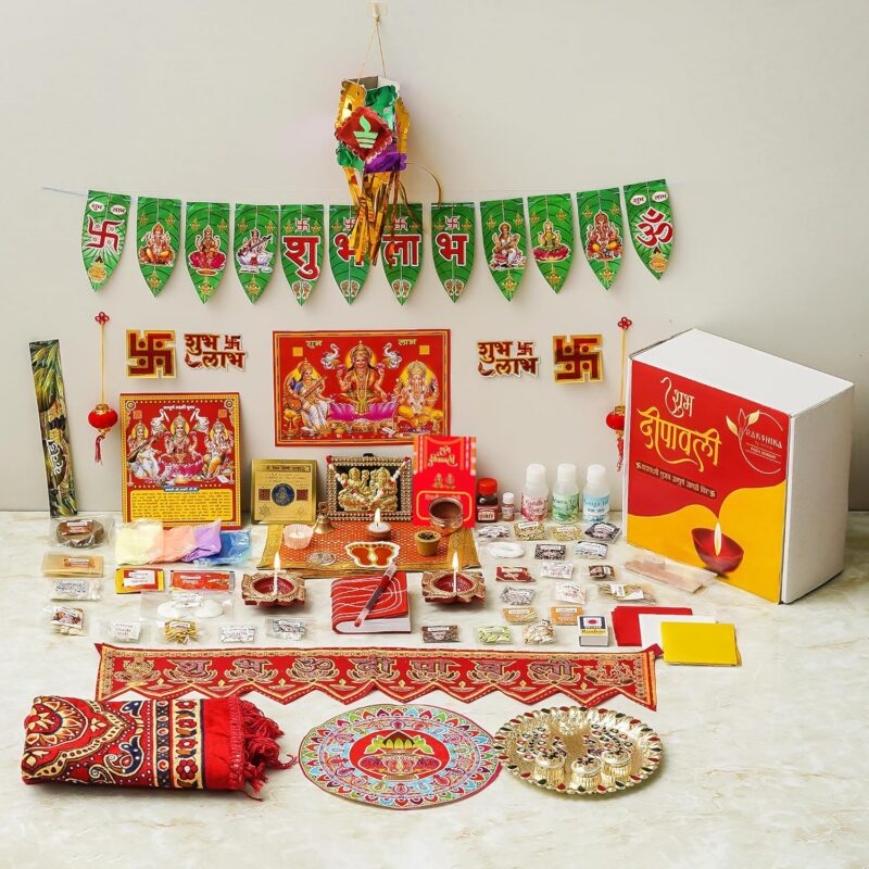 iinfinize 71 Items for Laxmi Pujan Samagri Premium Diwali Gift Hamper Dhanteras Pooja Set Festival Worship Combo Kits Deepawali Puja Kits