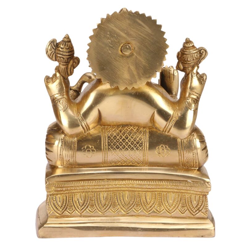 Svarup Brass Action Ganesha Idol For Home Decoration Ganpati Statue Murti For Gift Height 7.5 Inch Weight 2.9 Kg Color Gold