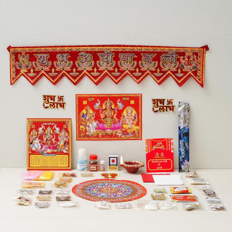 iinfinize Laxmi Puja Kit 41 Items Diwali Combo Kit Maa Laxmi Ganesh Pooja Samagri Laxmi Decoration Combo Set