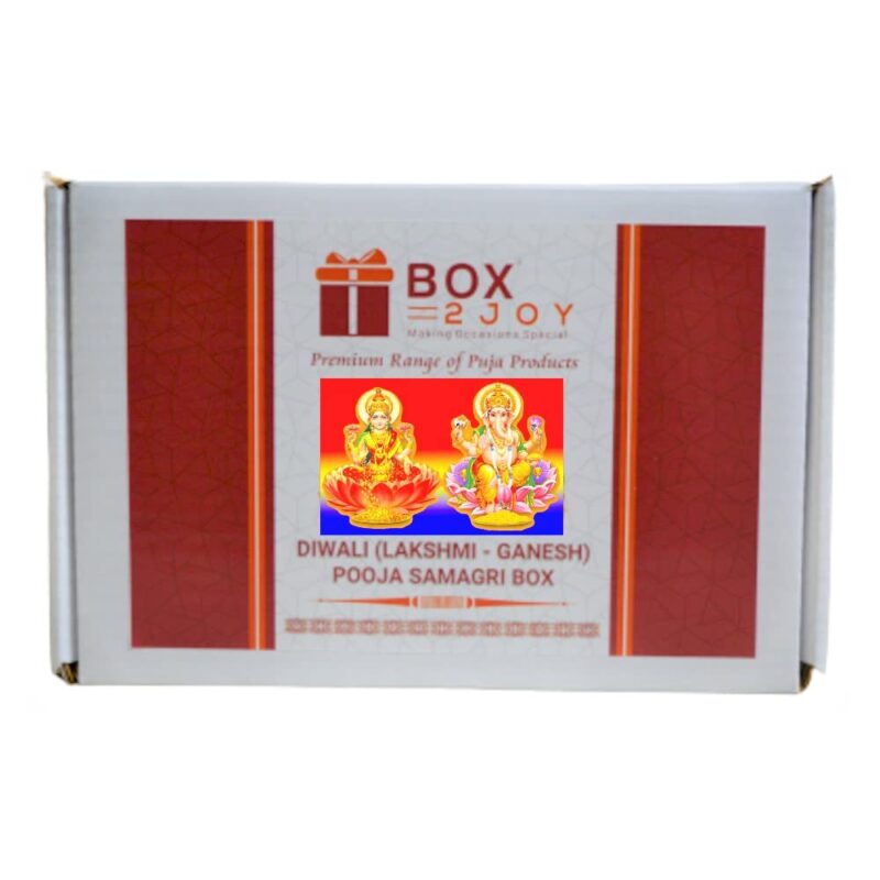 Box2Joy - Making Occasions Special - Diwali Puja Kit/Laxmi-Ganesh Pooja kit with Pooja Vidhi book & Complete Poojan Samagri - Complete Pooja Samagri Kit for Diwali Pooja