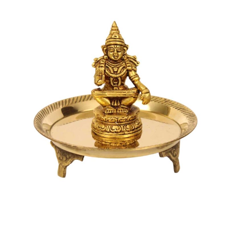 Putrika Traditional Brass Mukali | Stool | Peeta | Mukkali Trumpet | Chowki Pooja For God Idols(12.5Cm*3Cm)[Weight: 129Gm] (Vardhaman) Pin Tray Mukali - Yellow