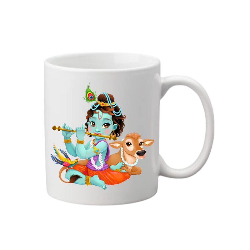 PrintYug Jai SHRI Krishna Printed Ceramic Coffee Mug, 325ml | Gift for,Friends,Girlfriend,Relatives.Wife,Sister | Coffee Mug for Birthday, Anniversary Gift