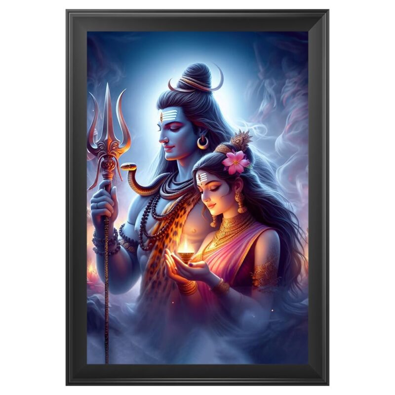 Frame Cart Divine Lord Shiva Photo Frame for Mandir, Office, Gym, & Home Décor - Elevate Your Space with Divine Serenity (12 x 18 inches, Multicolor 07)