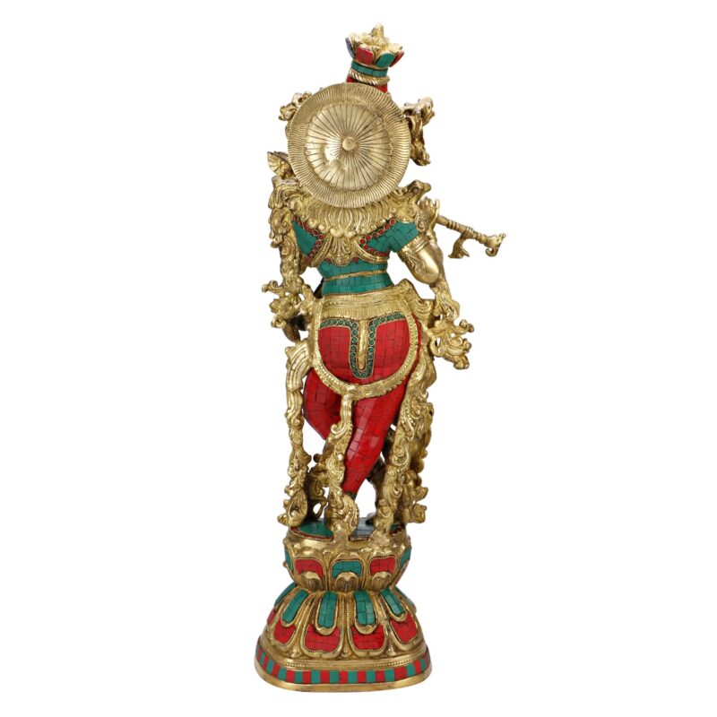 Artvarko Brass Lord Krishna Idol Bhagwan Large Statue Multicolor Murti for Home Decor Puja Gift Height 29 Inches