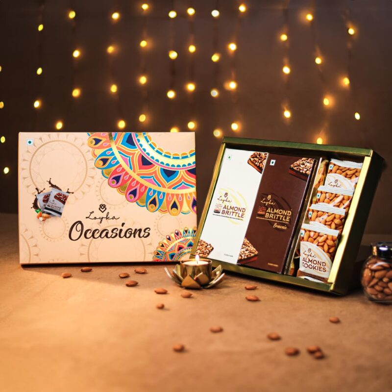 Loyka Occasions Mandala Box | Assorted Premium Hamper | Choco & Nut Dryfruit Delicacy | Gift for all Occasion |Roasted Nuts (Almonds) |Festive Pack, 174 Grams