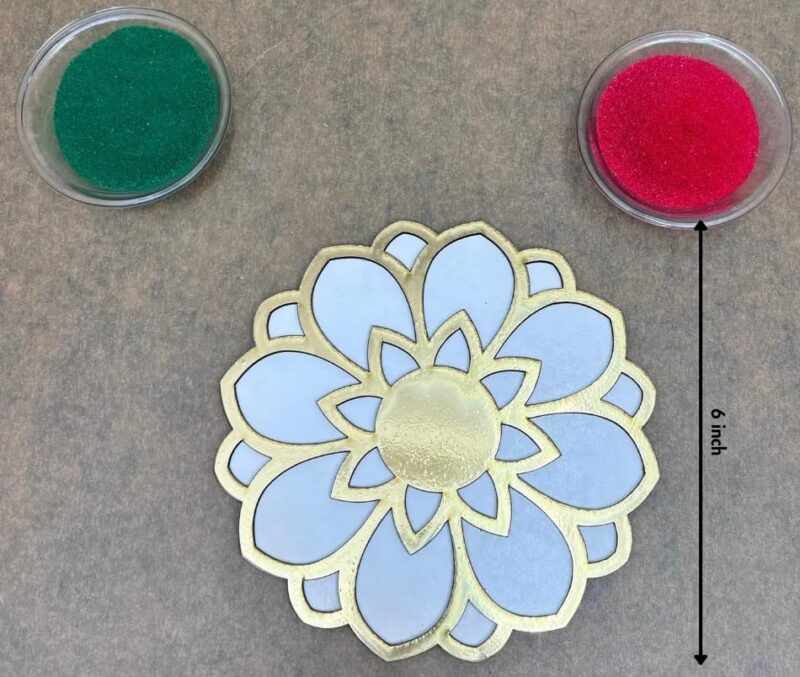 Wooden MDF Ready Rangoli Cutouts Nity Design Template Set Tool Kit for Home Office Floor Pooja Room Door Entrance Decoration (6 Inch) (Medium, Design 1)