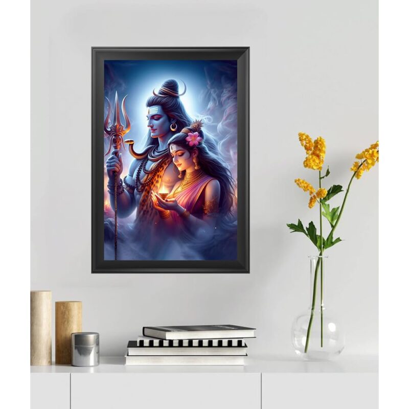 Frame Cart Divine Lord Shiva Photo Frame for Mandir, Office, Gym, & Home Décor - Elevate Your Space with Divine Serenity (12 x 18 inches, Multicolor 07)