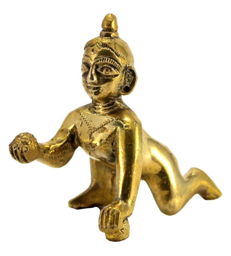 StonKraft - Brass Laddoo Gopal Baby Krishna Murti Idol Statue Sculpture (5.5 cm)