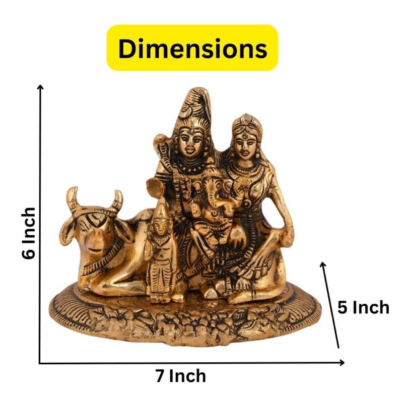 Collectible India Handcrafted Shiva Parvati Ganesh Idol Shiv Parivar Murti Statue Sculpture - Lord Shiva Idols Family Sitting On Nandi Showpiece Figurine for Home Office Temple Mandir Decoration Gift