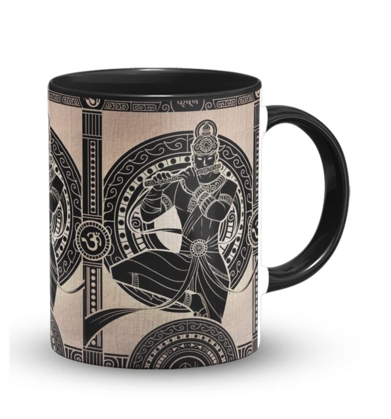 The Desi Monk Shri Krishna Printed Black Mug with Print | Mahabharat Coffee Mug 11oz | Milk Mug This Mug is Microwave and Dishwasher Safe 330ml | MUG-378