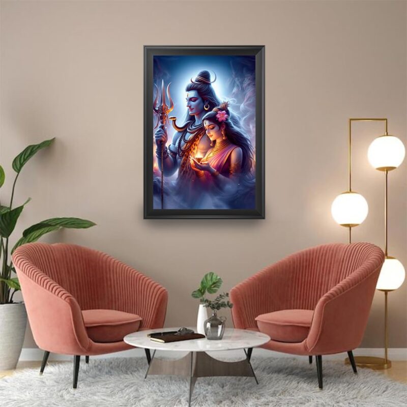 Frame Cart Divine Lord Shiva Photo Frame for Mandir, Office, Gym, & Home Décor - Elevate Your Space with Divine Serenity (12 x 18 inches, Multicolor 07)