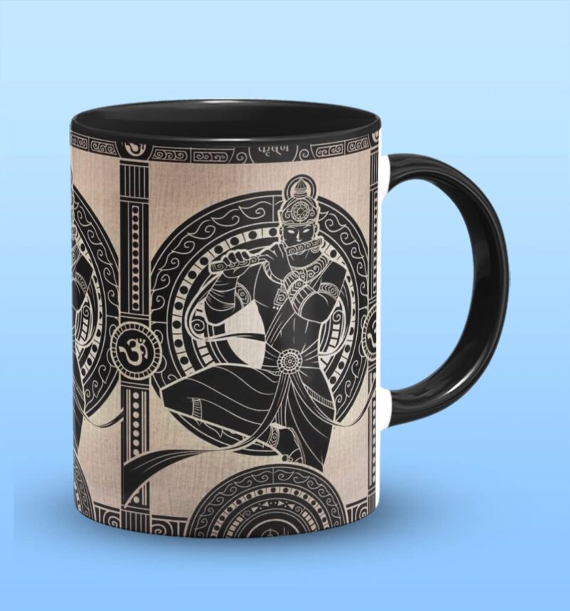 The Desi Monk Shri Krishna Printed Black Mug with Print | Mahabharat Coffee Mug 11oz | Milk Mug This Mug is Microwave and Dishwasher Safe 330ml | MUG-378