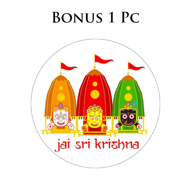 Stickers of Jai Jagannath Ji in 4 Sizes. Total 5 pcs of 3 Big and 2 pcs for Mobile and 1 Bonus Stickers in 3+2+1= 6 pcs of Hindu god, Lord Jagannatha Car Bike Laptop PVC Water Proof Stickers