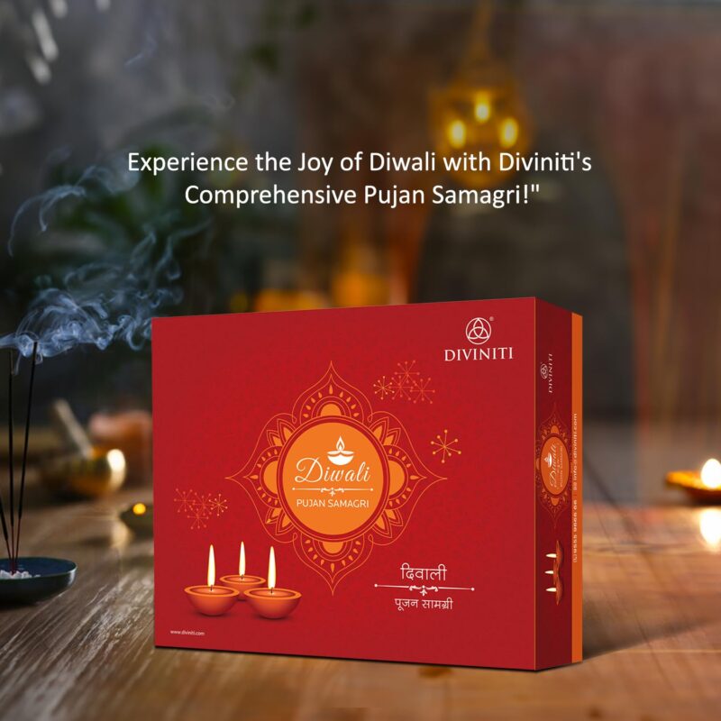 Diviniti Diwali Pujan Samagri Kit for Home and Office Deepawali|Diwali Puja Kit with Handcrafted Lakshmi Ganesha Idol, 24K Gold Plated Coin and Other Important Items for Puja Room & Diwali Gift