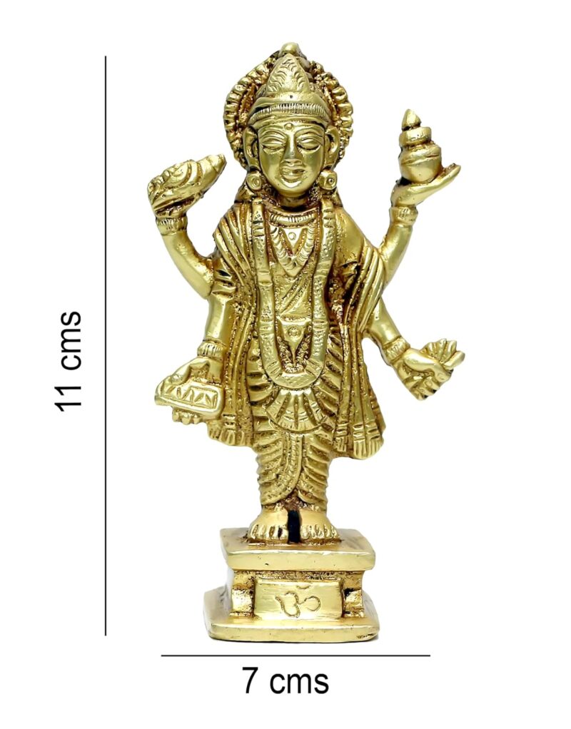 P.J.Handicrafts Brass Statue of Dhanvantari Idol of Ayurveda, Brass Lord Vishnu Avtar, for Home Decor Idol for Mandir Puja -Yellow, (Wt-300GMS)