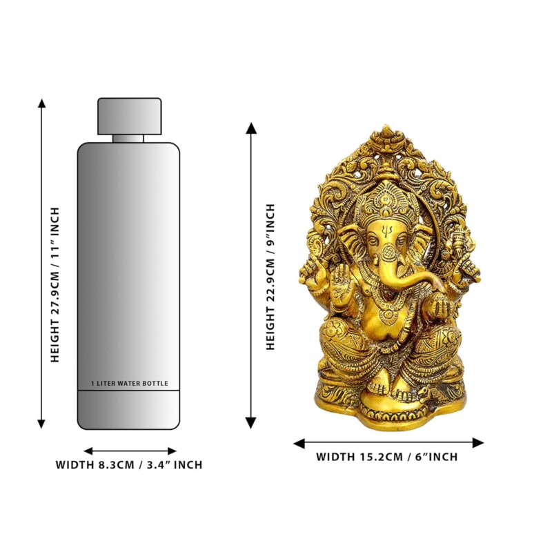 Amazon Brand - Umi Lord Ganesha Brass Statue Idol Statue Murti, Height : 9 inch