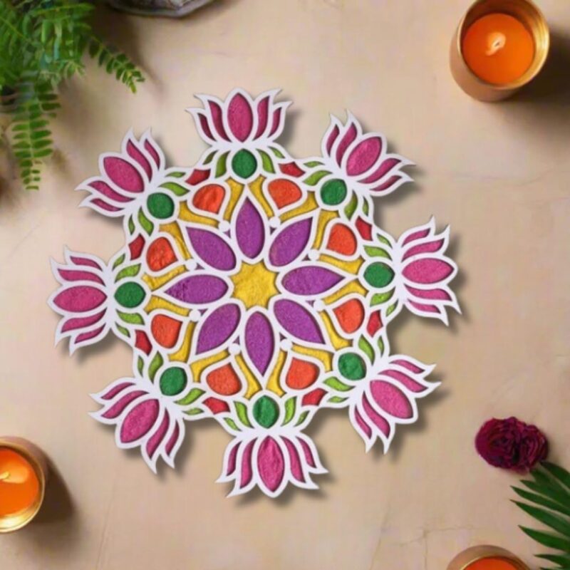 12 Inches Rangoli Stencils Rangoli Making Tools Kit, Diwali Decoration Items for Home Decor Door Entrance, Rangoli Stencil DIY Template Mats Pooja Room Mandir