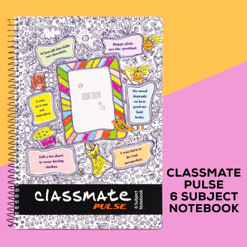 Classmate 2100135 Soft Cover 6 Subject Spiral Binding Selfie Notebook, Single Line, 300 Pages