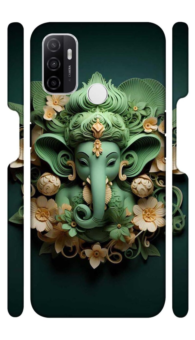 Coolet | Green Shree Ganesh Hindu God | Designer Printed Hard Back Cover for Oppo A53 / A33 Premium & Attractive Case for Your Smartphone