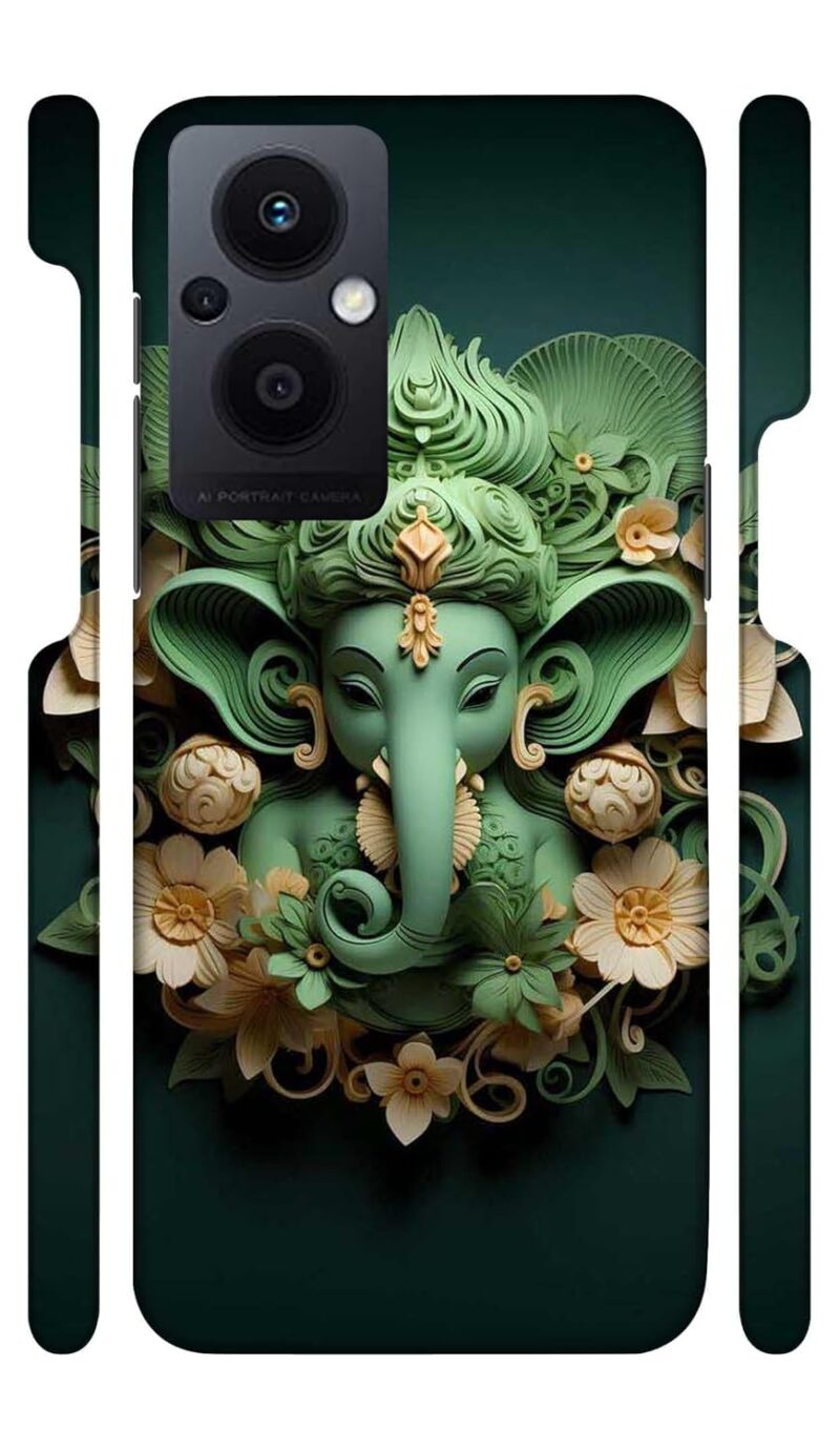 Coolet | Green Shree Ganesh Hindu God | Designer Printed Hard Back Cover for Oppo F21 Pro 5G Premium & Attractive Case for Your Smartphone