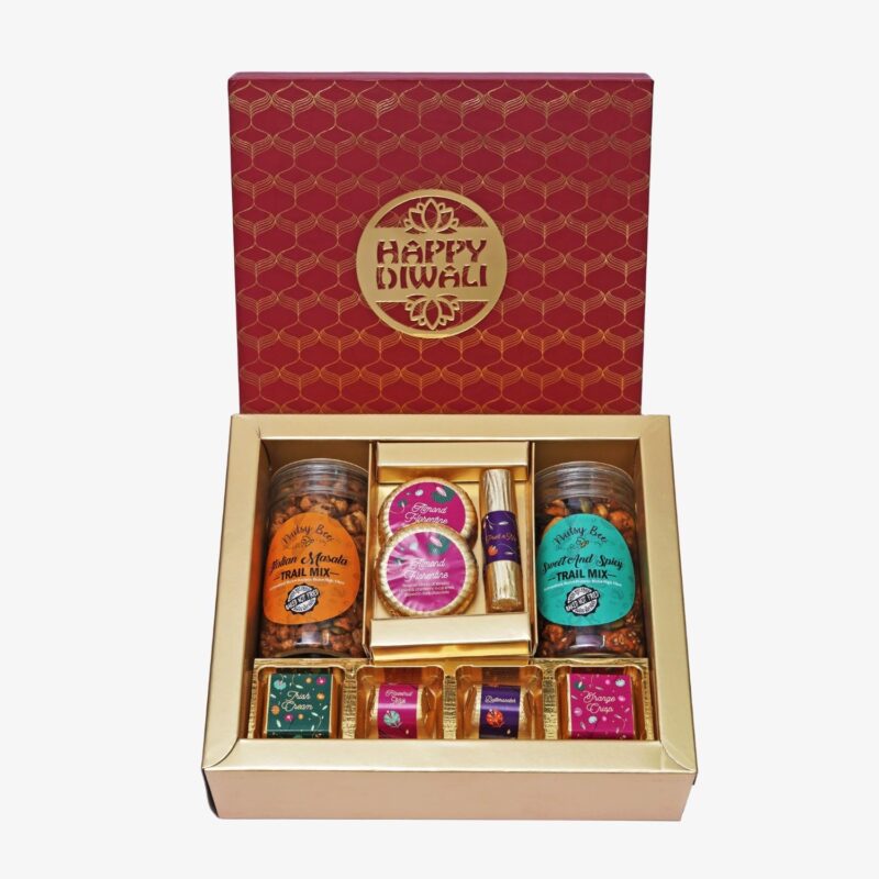 Velvet Fine Chocolates Diwali Gift Hamper | Harvest of Joy | Assorted Chocolates & Trail Mix | Perfect Diwali Gift | Festive Delight | Pack of 1