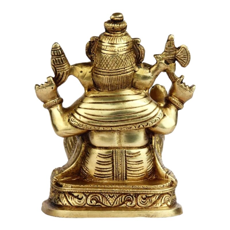 Radhika Poojan Bhandar Ashtadhatu-Brass Lord's Ganesh Idol (3 Inch)