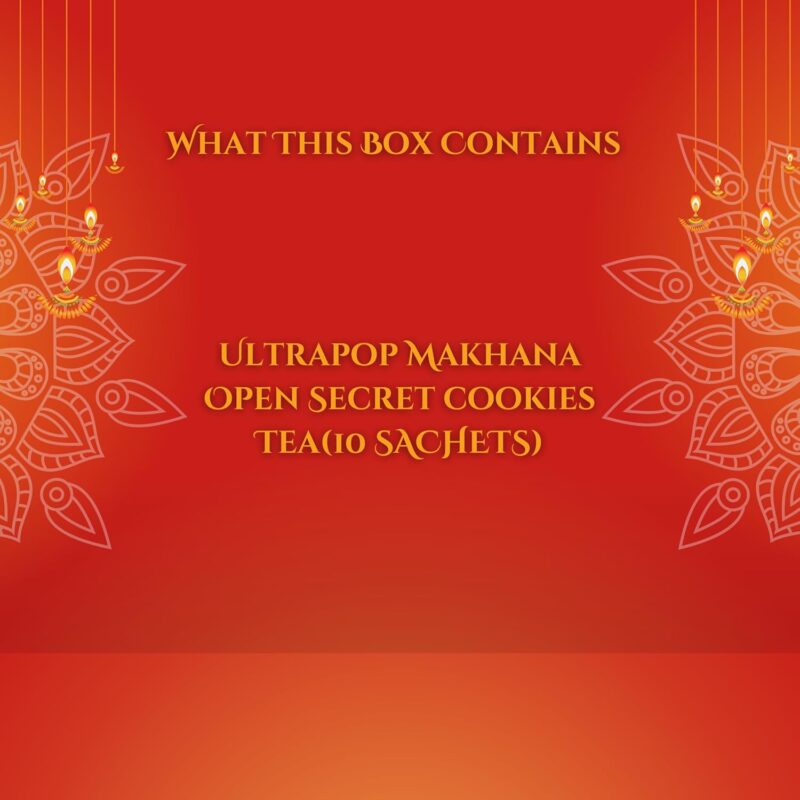 The Infinity Box Diwali Gift Hamper | Includes Ultrapop Peri Peri Makhana, Open Secret Cookies, Ceylon Chai Spice Tea (10 Sachets) | Premium Festive Gift Box