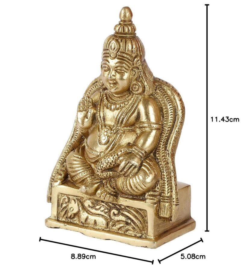 Artvarko Brass Idol Lord Kuber Sitting Statue | Murti for Pooja Room, Meditation, Prayer, Business Murti for Prosperity Money Home Décor Locker Safe Tijori