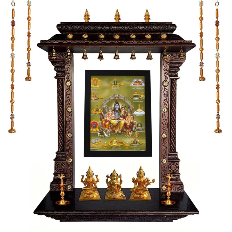 101Temples - Divinity Eternity Spirituality Lord Shiva and Jyotirlingas wood Photo Frame with Wall Hook, 1 Piece | 10” x 13”, Matt Finish