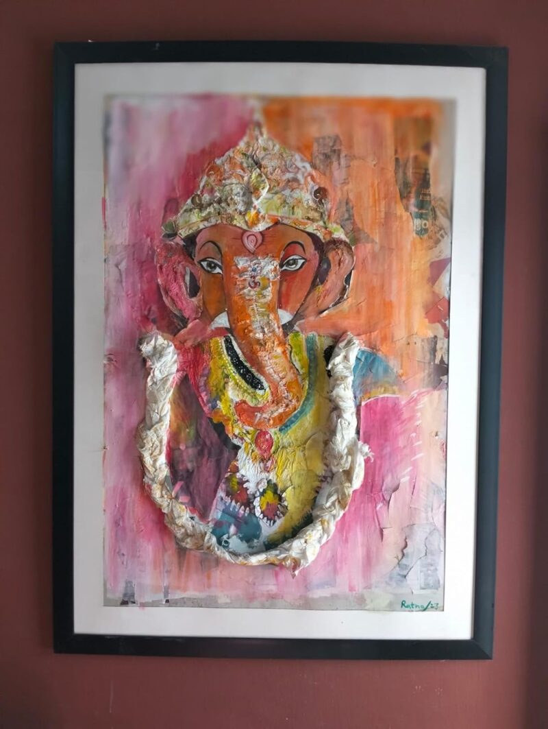 Shri Ganesh Watercolor Painting - 37x27 | Divine Art | Spiritual Wall Decor | Hindu God Artwork