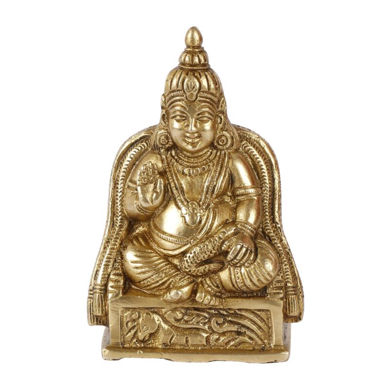 Artvarko Brass Idol Lord Kuber Sitting Statue | Murti for Pooja Room, Meditation, Prayer, Business Murti for Prosperity Money Home Décor Locker Safe Tijori