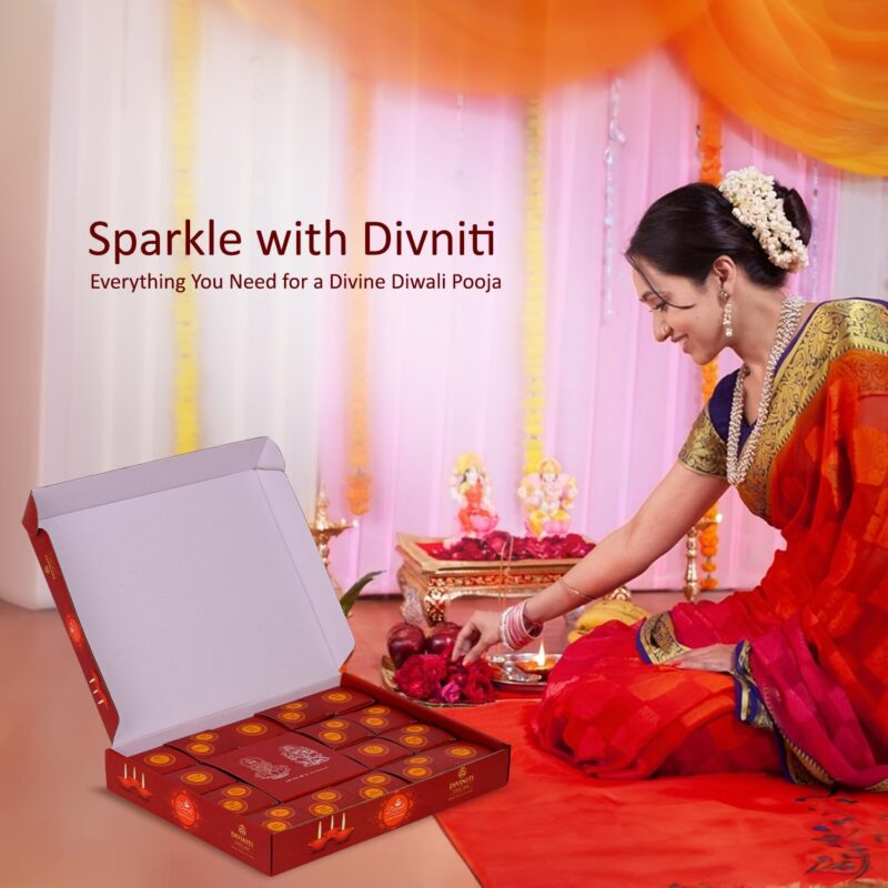 Diviniti Diwali Pujan Samagri Kit for Home and Office Deepawali|Diwali Puja Kit with Handcrafted Lakshmi Ganesha Idol, 24K Gold Plated Coin and Other Important Items for Puja Room & Diwali Gift