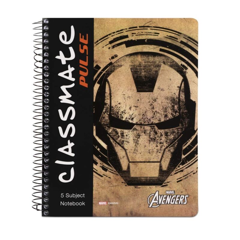 Classmate 2100128 Soft Cover 5 Subject Spiral Binding Notebook, Single Line, 250 Pages (Assorted cover design)