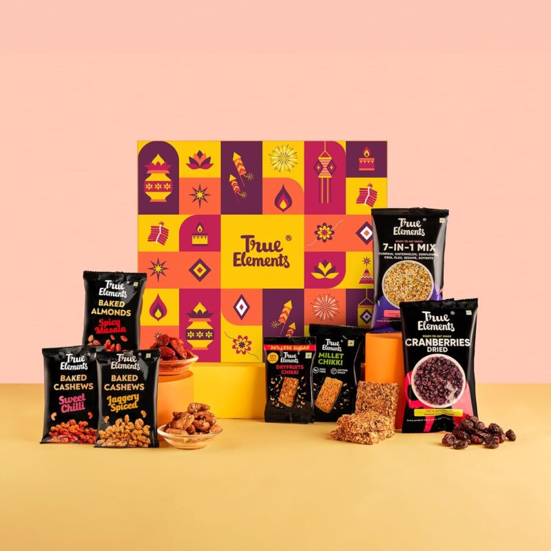 True Elements Dry Fruit Gift Box 132g - Diwali Gifts | Festive Celebrations Hamper | Gift Hamper | Snacks Gifting |