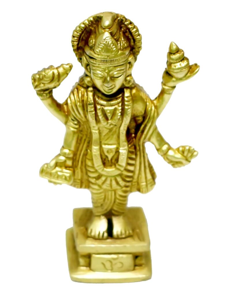 P.J.Handicrafts Brass Statue of Dhanvantari Idol of Ayurveda, Brass Lord Vishnu Avtar, for Home Decor Idol for Mandir Puja -Yellow, (Wt-300GMS)