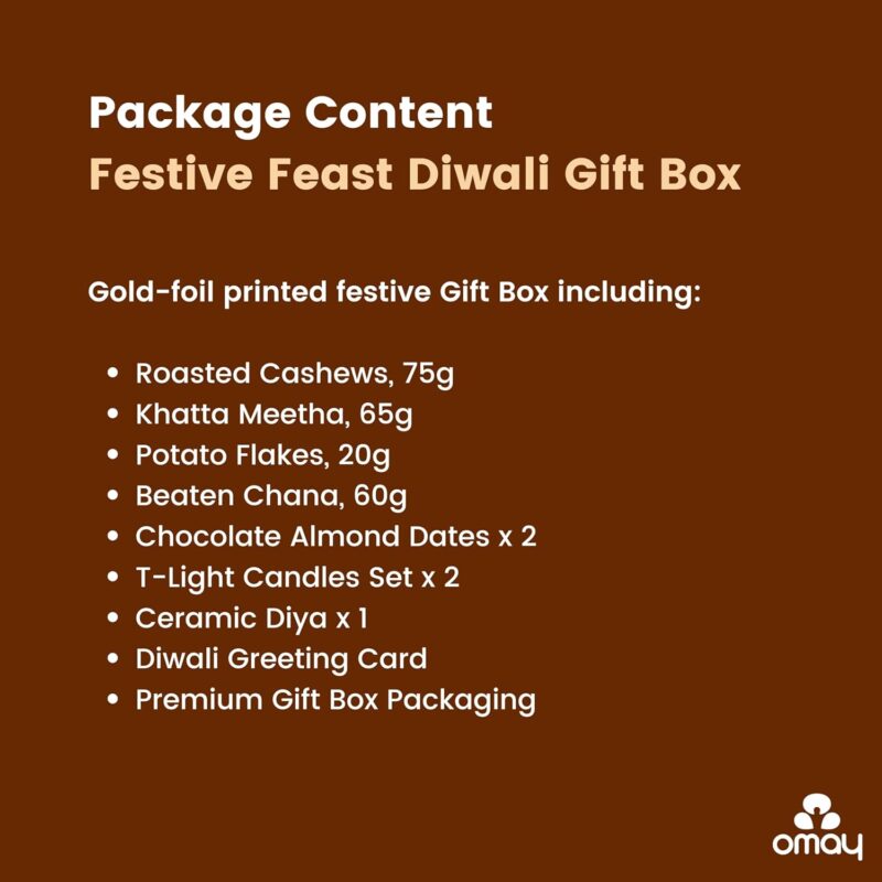 Omay Foods 9 Pcs_Festive Feast Diwali Gift Box l Diwali Gifts I Diwali Gift Hamper I Corporate Diwali Gifts I Healthy Snacks I Premium Dry-fruits I Diwali Candles, Diya I Gourmet Gift Hamper I Festive Hamper I Premium Diwali Gift Hamper