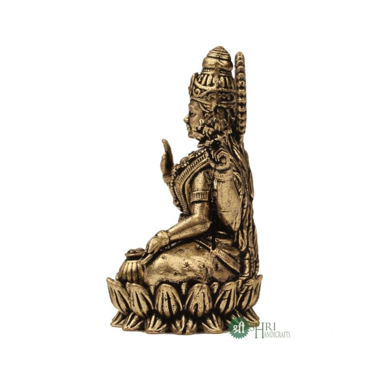 INDICAST Brass 2" Goddess Maa Laxmi Idol Murti Statue for Home and Office (5x3x2 cms, 40gm)