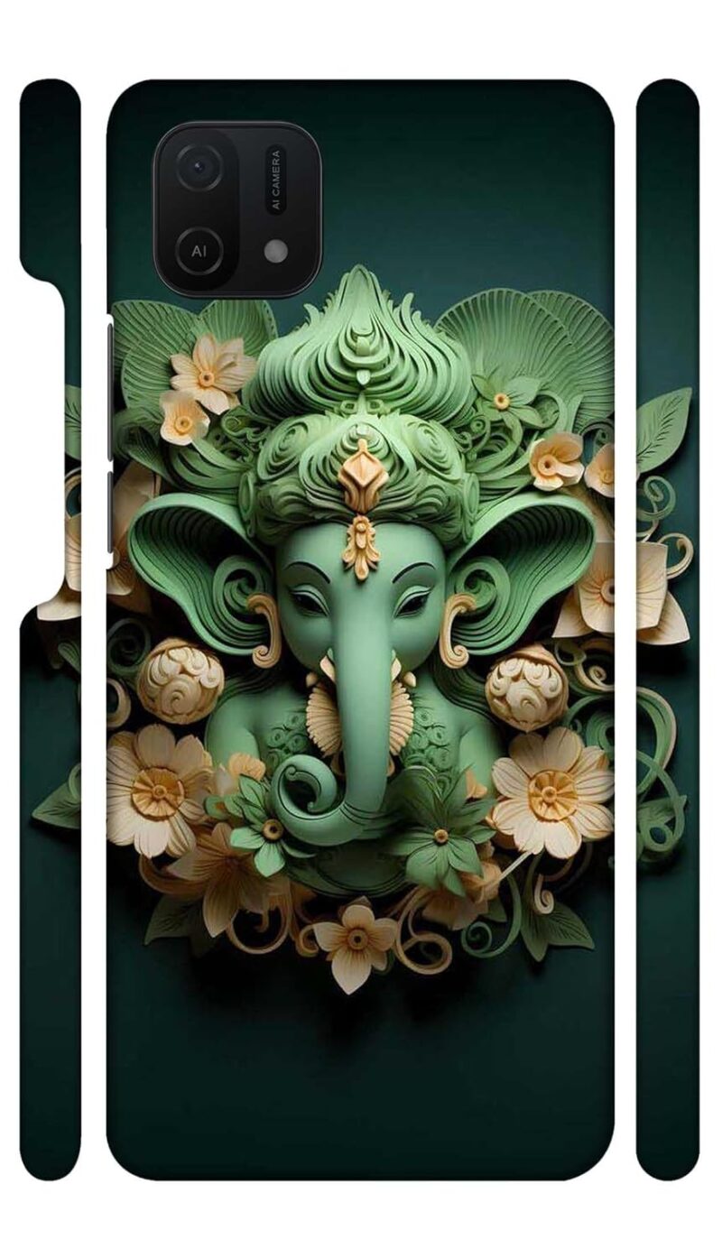 Coolet | Green Shree Ganesh Hindu God | Designer Printed Hard Back Cover for Oppo A16K Premium & Attractive Case for Your Smartphone