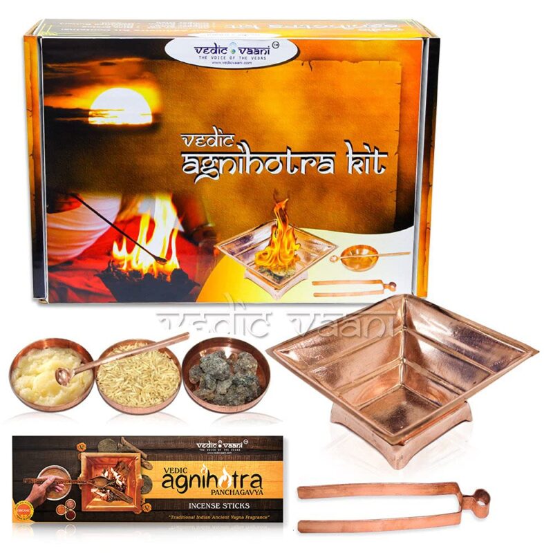 Vedic Vaani Agnihotra Kit- Copper Agni Havan Kund Set | Agnihotra Incense Stick for Pooja Purpose