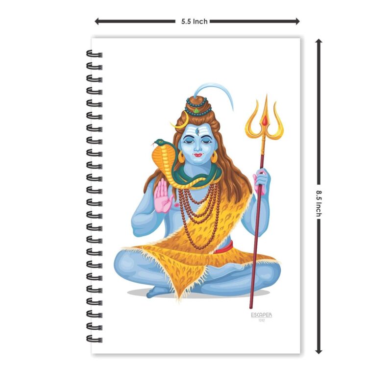 ESCAPER Lord Shiva Notebook | Ruled A5 Size 5.5 x 8.5 inch Notebook | Shiv Notebook | Devotional Notebook | God Notebook | Diary for Office | Diary for Gift