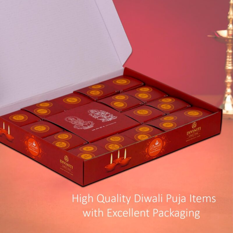 Diviniti Diwali Pujan Samagri Kit for Home and Office Deepawali|Diwali Puja Kit with Handcrafted Lakshmi Ganesha Idol, 24K Gold Plated Coin and Other Important Items for Puja Room & Diwali Gift