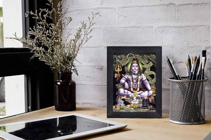 pnf Poster n Frames Shiv Ji Bholenath Wooden Photo Frame|Acrylic Sheet For Pooja|Spiritual Decor|Daily Worship Routine|Best Gifting Option(Multicolour,8x6inch)-20021