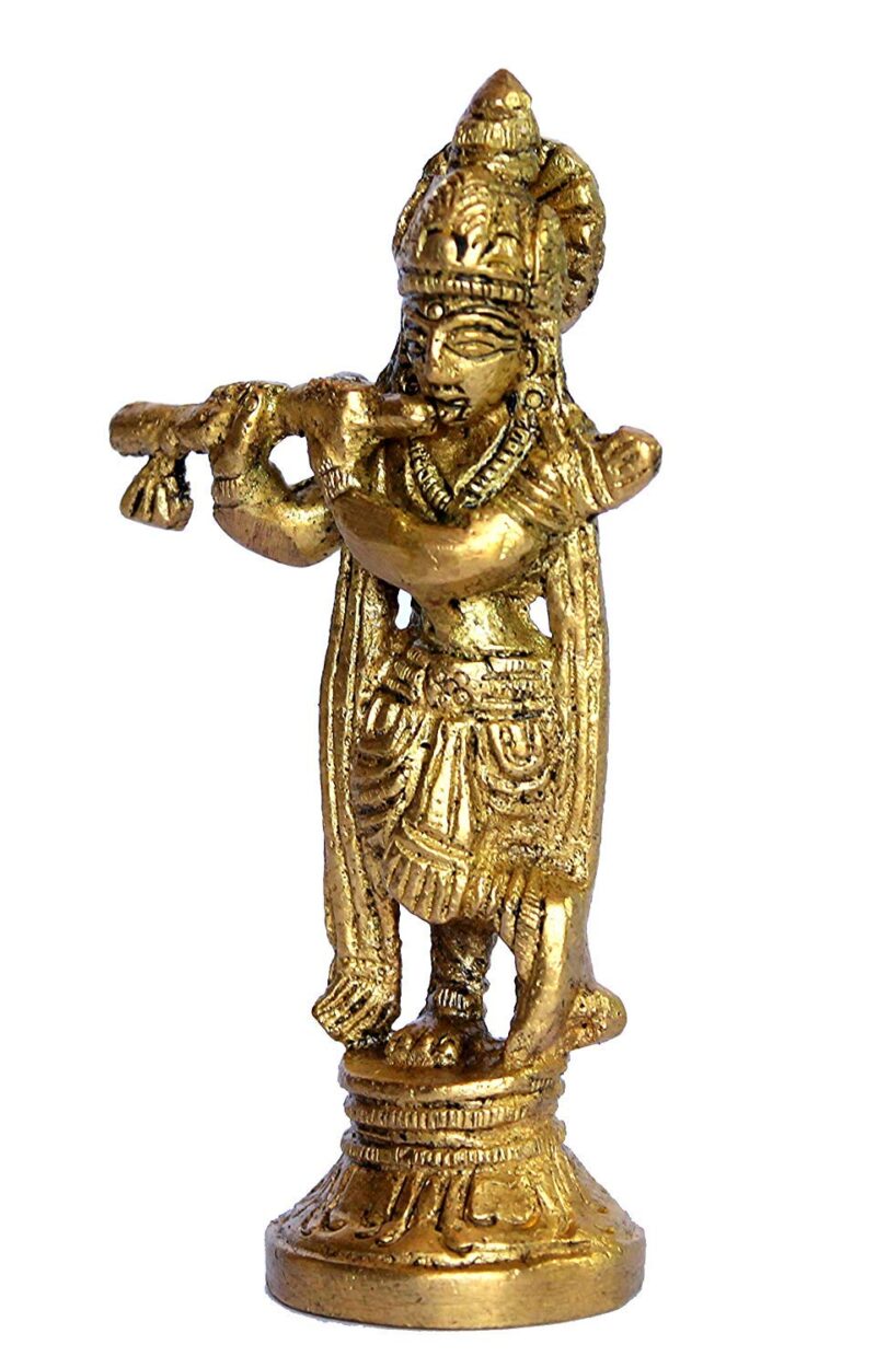 eSplanade - Brass Lord Krishna Kishan Kanhaiya Murti Idol Statue Sculpture (3.5")