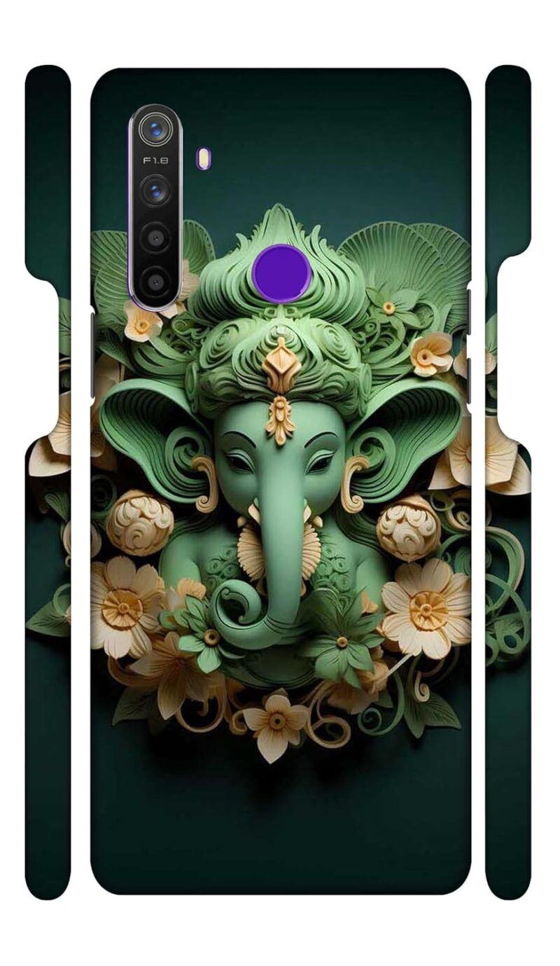 Coolet | Green Shree Ganesh Hindu God | Designer Printed Hard Back Cover for Realme 5 / 5s / 5i / Narzo 10 Premium & Attractive Case for Your Smartphone