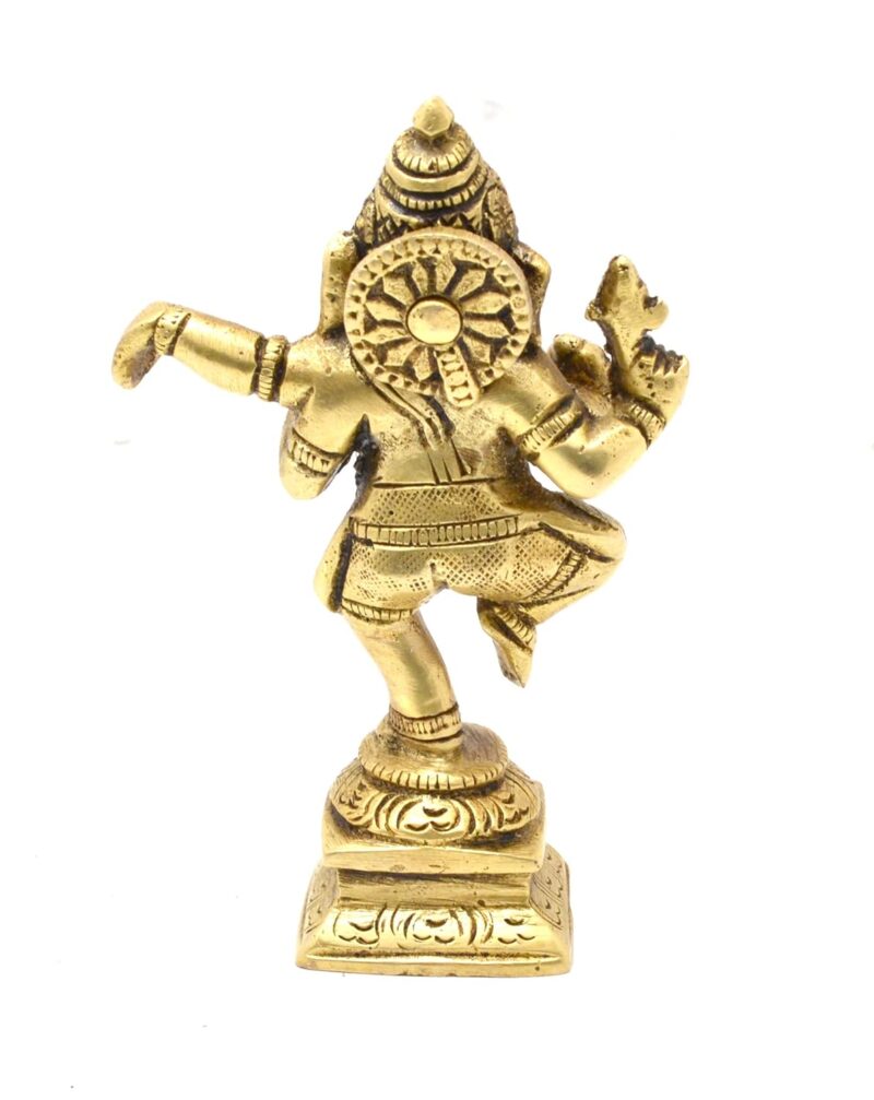 Two Moustaches Brass Dancing Ganesha Decor Idol for Home Temple, Ganesha Statue for Home, Lord Ganesha Statue, Size - 4.5 Inches, Standard, Pack of 1